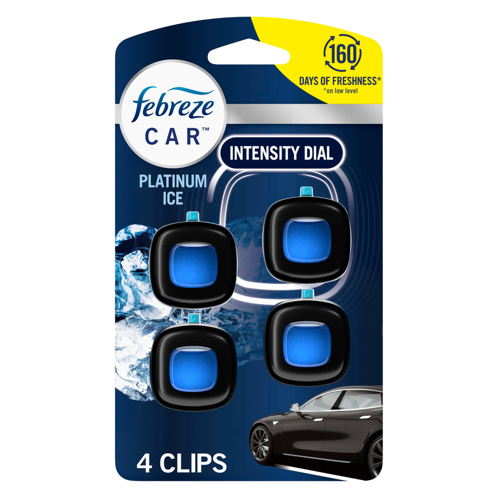 Febreze Car Air Freshener Vent Clip Platinum Ice Scent, .07 oz. Car Vent Clip, Pack of 4 0.07 Fl Oz (Pack of 4) Orange