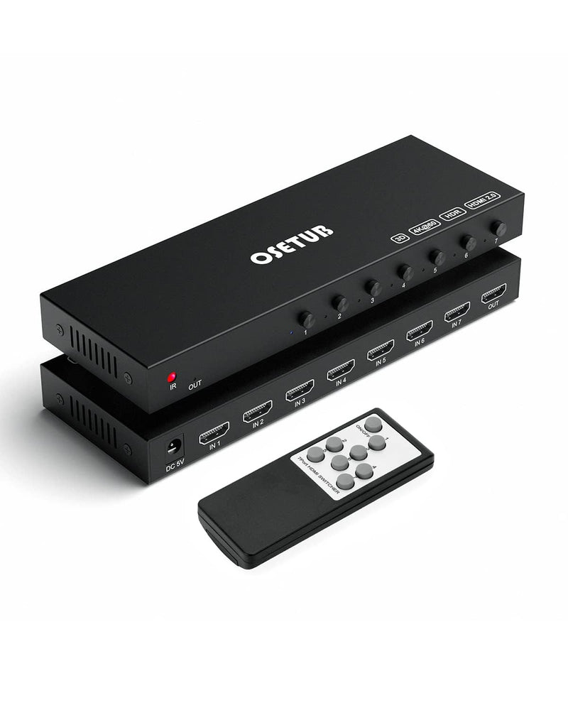 4K@60Hz 7 in 1 Out HDMI Switch, 4K HDMI 2.0 Switch with Remote Control, Support HDR & HDCP 2.2 & Full 3D for PS4 Xbox Apple TV Fire Stick Ideal for Home Theater and Office Use 4K@30Hz 7 in 1 Out HDMI Switch