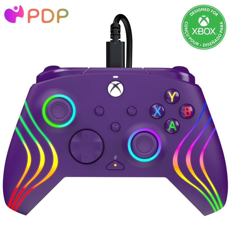 PDP Gaming Afterglow™ Wave Enhanced Wired Controller for Xbox Series X|S, Xbox One and Windows 10/11 PC, advanced gamepad video game controller, Officially Licensed by Microsoft Xbox, Purple