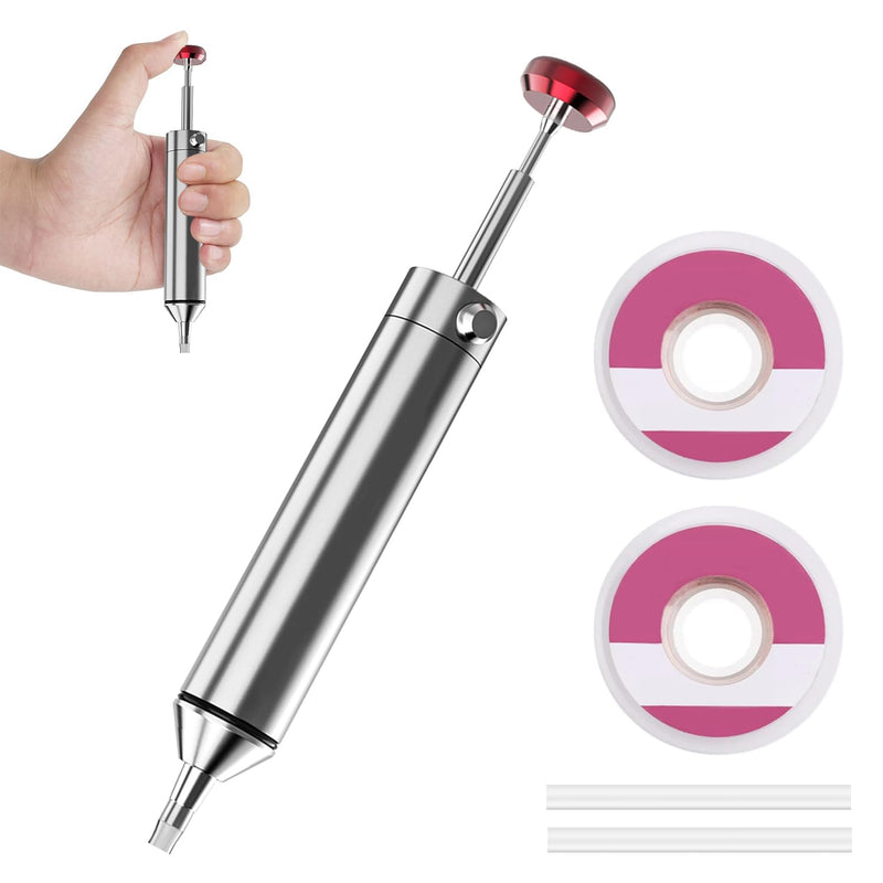 All-Metal Vacuum Soldering Extraction Desoldering Pump, with 2 Silicone Nozzles and 2 Soldering Wires, High Suction Power, High Temperature Resistant, Perfect Desoldering Tool for Soldering Removal 1