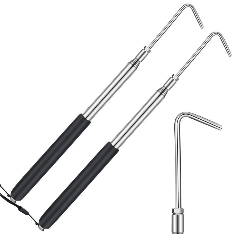 2 Pcs 11.42" to 42.72" RV Awning Rod Opener Easy Reach Telescopic Puller RV Awning Part Retractable RV Awning Hook Stainless Steel Pulling Rod Retracted Awning Pull Cane for Camper Canopy Tool