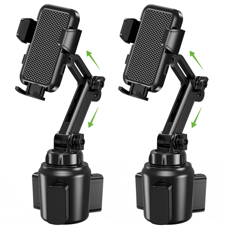 2025 Upgraded Cup Phone Holder for Car, Universal No Shaking Cup Holder Phone Mount with Expandable Base for Car Truck, Adjustable Holders,Compatible with iPhone Samsung All Phones: 2 Pack