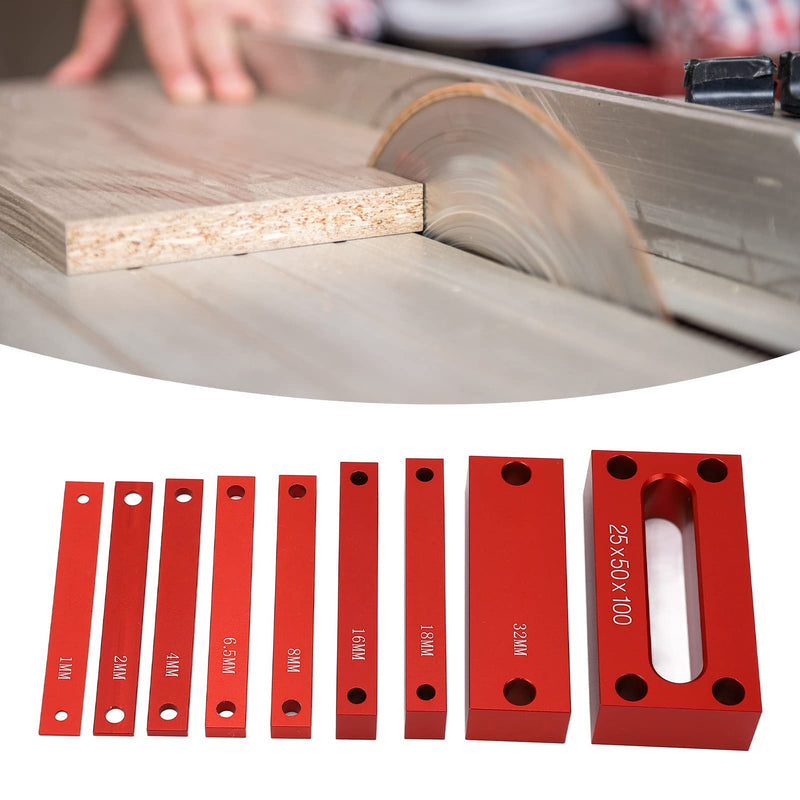 Height Measuring Blocks, 9-Piece 1-32 mm Aluminum | Milling Machine Adjustment Tool ±0.001 Inch Accuracy Anodized with Protective Box