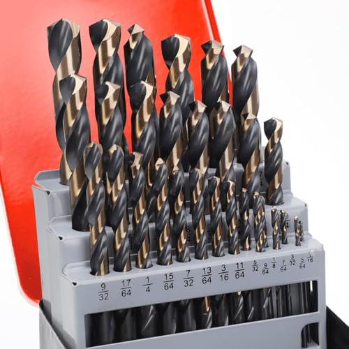 29Pcs(1/16"-1/2") Drill Bit Set M35 HSS Jobber Length 29PCS Black and Gold Drill Bit