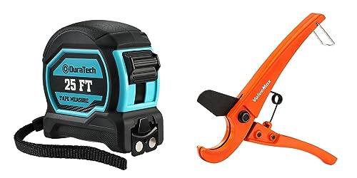 DURATECH Magnetic Tape Measure 25FT with Fractions 1/8 and ValueMax PEX Cutter with Teflon Coated Sharp Blade, Easy to Read Both Side Measurement Tape, Hose Cutter with 1/8"-1" Cutting Capacity for P