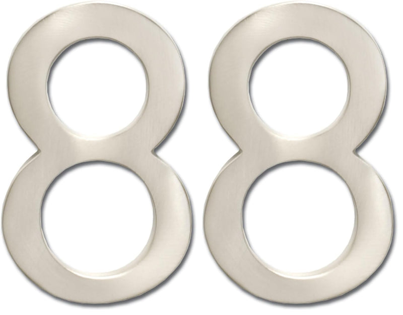 Architectural Mailboxes 3582SN-8 Satin Nickel 4 in. Brass Floating House Number, 8 (Pack of 2) 1 Count (Pack of 2)