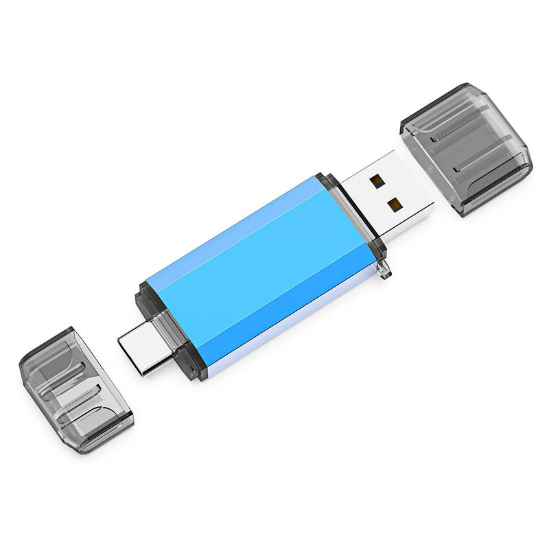 KOOTION 256GB USB C Flash Drive Dual USB 3.0 + Type C Thumb Drive OTG Jump Drive 2 in 1 Memory Stick for Smartphone/Laptop/Tablet/iPhone 15 - Blue