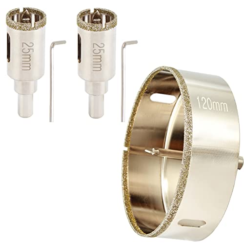4 3/4 Inch Diamond Hole Saw + 1 inch Diamond Drill Bit for Glass, Porcelain Tile, Stone, Ceramics Pot, Marble and Granite, Wet Drill