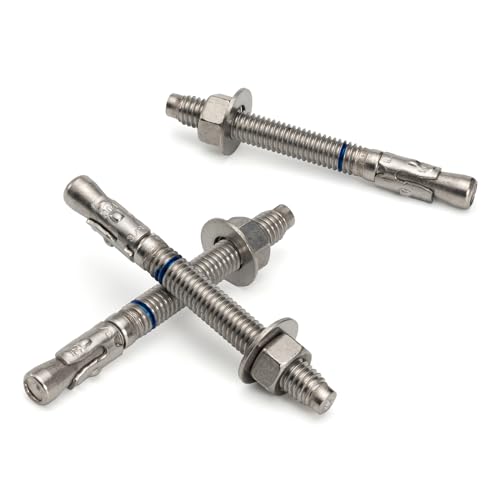 3/8" x 3-3/4" Concrete Anchors (12 Pack) 3/8 inch Wedge Anchors Bolts Stainless Steel 3/8"x3-3/4"