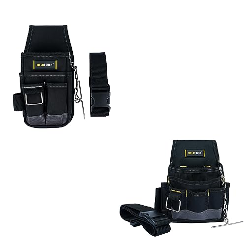MELOTOUGH Pocket Tool Pouch Tool Belt Pouches with Belt Clip Utility Mini Tool Organizer Pouch + Electrician Tool Pouch Tool Belt Pouches with Belt Clip, Electrical Tape Chain