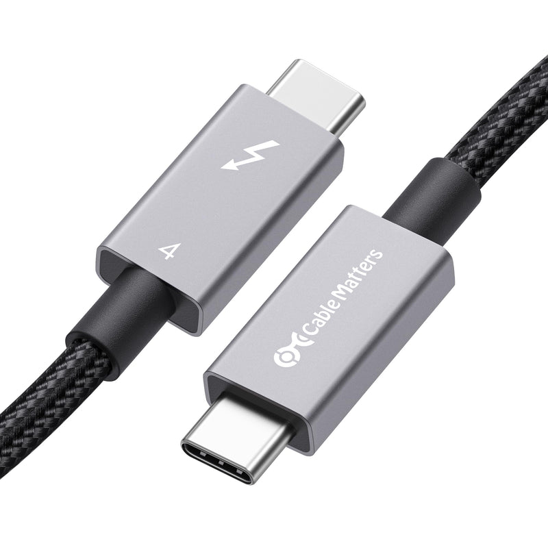 Cable Matters [Intel Certified] Braided 40Gbps Thunderbolt 4 Cable 3.3ft Black, with 240W Charging Power Delivery and 8K Video - Fully Compatible with Thunderbolt 3, USB 4 for Apple MacBook Pro, iMac 3.3 ft