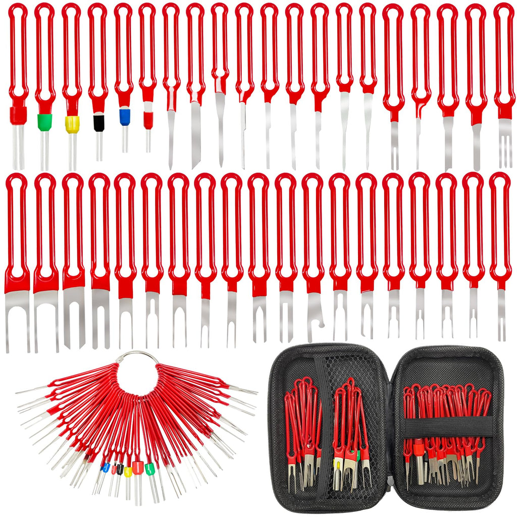 Terminal Removal Tool Kit 39 Pcs, Upgraded Broken Key Extractor Kit Wire Connector Electrical Pin Removal Tool Pin Release Key Extractor Tools Depinning Tool for Car Household Devices Pin Release