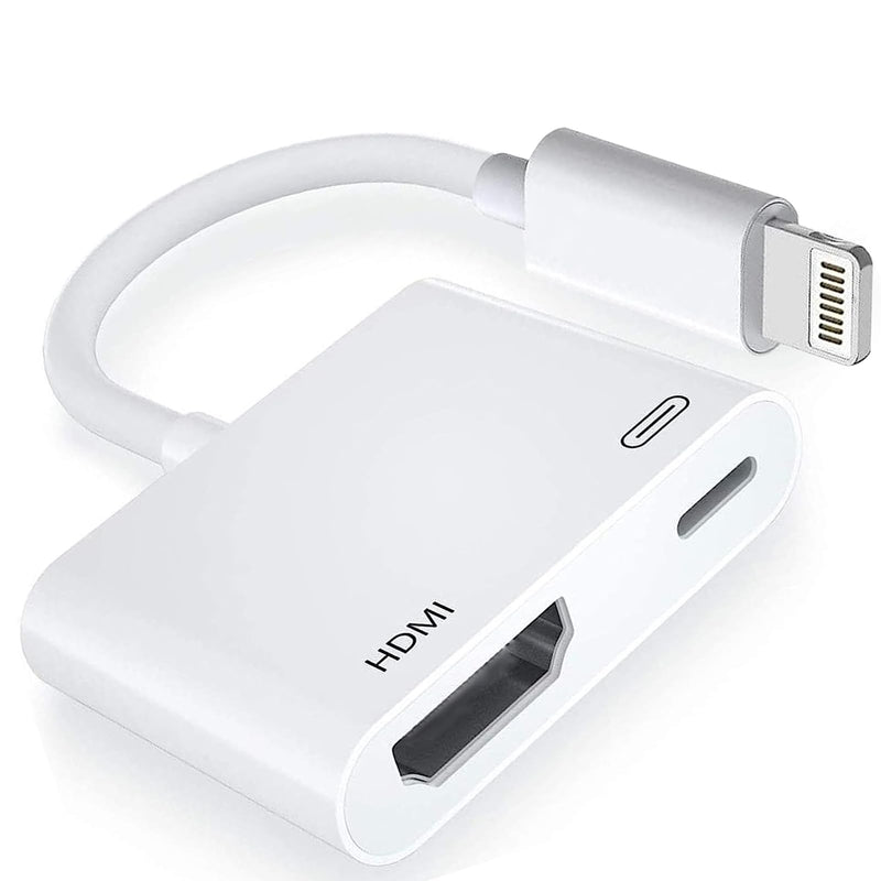 [Apple MFi Certified] Lightning to HDMI Adapter, No Power Needed 1080P Video & Audio Sync Screen Converter with Lightning Charging Port, iPhone to HDMI Adapter Compatible with iOS