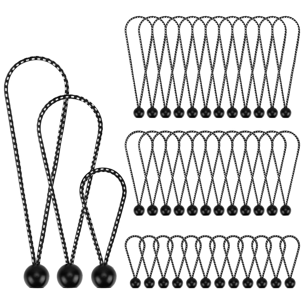 Ball Bungee Cord Bungee Balls: 36PCS 6" 9" 11" Elastic Bungee Ball Rope Tarp Tie Down Heavy Duty Tent Strap Hook Canopy Umbrella Rubber Adjustable Awning Hanging String 36PCS Ball Bungee Cord Bungee Balls