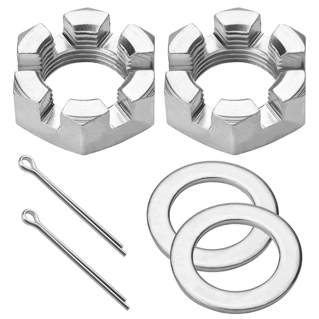 2 Set Trailer Axle Nut Kit Castle Nut Kit- 1” Washer & Cotter Pins Compatible with 1” Shaft Spindle Nut Kit for Trailer, RV and Boats