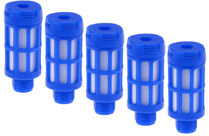 Pneumatic Silencer 1/8 Inch Plastic Set of 5 Industrial Quality (5, Plastic 1/8 Inch) Plastic 1/8"