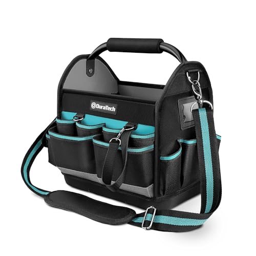 DURATECH 12" Tool Tote with Waterproof Hard Bottom and Multi-Pockets