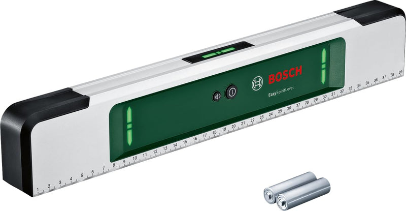 Bosch Wasserwaage EasySpiritLevel (intuitives LED-Konzept, Tonunterstützung, Neigungen bis zu +/-3°, 0,1° Genauigkeit bei 0°, 90°, 180° und 270°, aufgedruckte Skala, im E-Commerce Karton) | Intuitive LED concept, sound support, inclinations up to +/-3°...