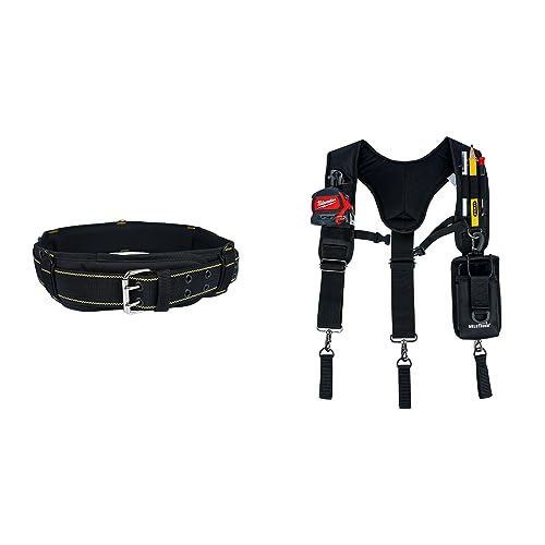 MELOTOUGH Tool Belt Suspenders Work Suspenders Heavy Duty Padded Work belt Suspenders + Tool Belt with D ring for men Adjustable for 32"-50" Waists