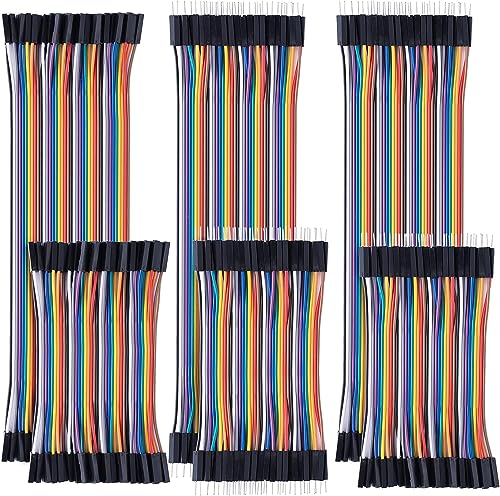 GTIWUNG Pack of 6 40 Pin Jumper Wire Cable, Breadboard Ribbon Cables, 10 cm & 20 cm Female Male Jumper Cable 24AWG Wire Bridges for Arduino and Raspberry Pi Breadboard