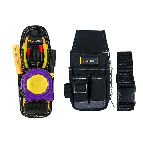 MELOTOUGH Min Construction Tool Pouch, Small Electrical Tool Holster/Utility Pocket Pouch + Pocket Tool Pouch Tool Belt Pouches with Belt Clip Utility Mini Tool Organizer Pouch for Electrician,Carpent