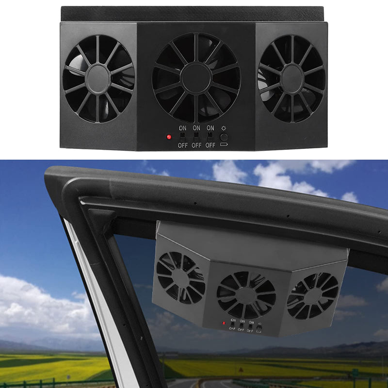 Car Fan Powered Heat Window Vent Car Pet Cooling Fan Ac16 Car Window Fan Black ABS Portable Powered Car Fan Automotive Vent Ventilation Cooling Fan