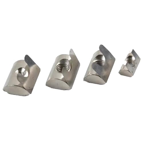 M8 Roll in Spring T Nuts,4545 Series with Spring Sheet,Roll in Spring Loaded T Nut,Carbon Steel Nickel-Plated for Aluminum Profile with 10mm Groove Depth (45-Series,30 Pcs) 45-M8（30 Pcs）