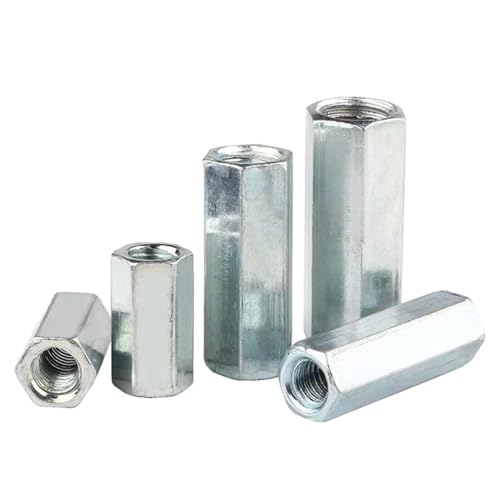 M16-2 x 49mm Long Rod Metric Hex Coupling Galvanized Carbon Steel Hex Threaded Rod Coupler for Furniture, Electronic, Industrial 8 Pcs M16-2x49mm（8 Pcs）
