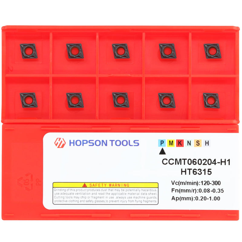 Tungsten Carbide Turning Plate CCMT060204-H1 for Finishing Steel - TiN Coated (Pack of 10) CCMT060204-P1