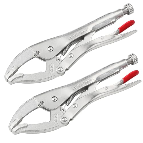 MAXPOWER Locking Pliers, 10-inch Curved Jaw Locking Plier Set, Adjustable Opening Maximum Capacity 2.5"/65mm, Large Jaw Locking Pliers, 2 Pack 10" large jaw