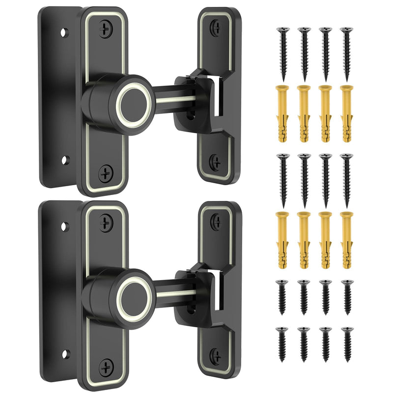 Sliding Barn Door Lock Hardware, 90 Degree Locks for Barn Doors, Flip Gate Latches for Garden, Bathroom, Outdoor, Garage, Window(2 Pack-Luminous Black) 2 Pack-Luminous Black