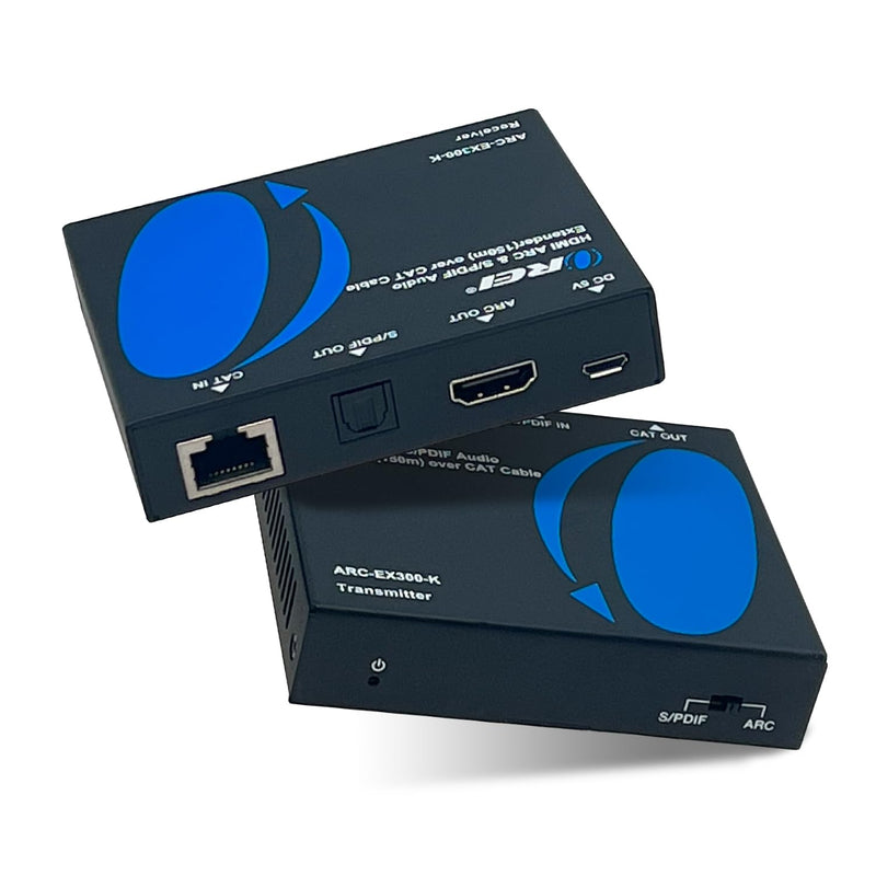 OREI ARC & SPDIF Audio Only Extender Balun Over Single CAT5e/6/7 Audio Return Channel Through HDMI Up to 300 Ft - Power Over Cable (ARC-EX300-K)