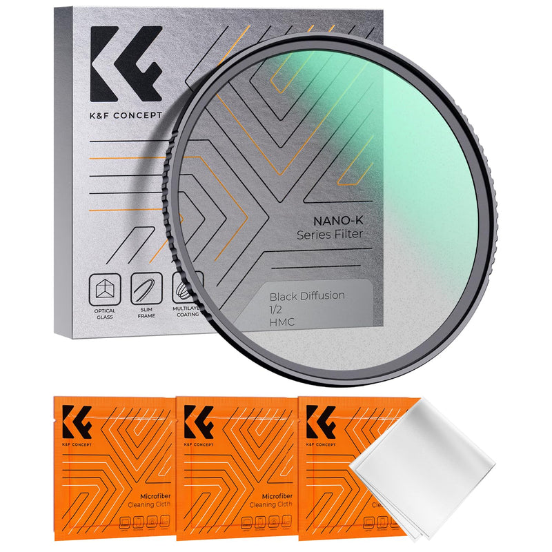 K&F Concept 67mm Black Diffusion 1/2 Filter Mist Cinematic Effect Filter with 18 Multi-Layer Coatings for Video/Vlog/Portrait Photography (K-Series)