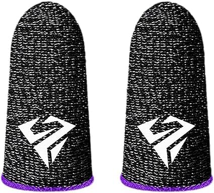 1 Pair Purple Mobile Phone Games Gaming Finger Sleeve Breathable Fingertips Finger Cover Sweatproof Anti-Slip Fingertip Cover for Mobile Game Cell Phone Gaming Finger Sleeves