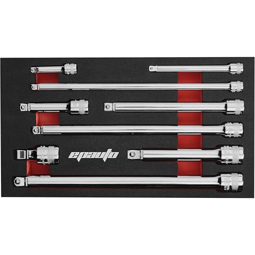 EPAuto 9-Piece Wobble Extension Set 1/4'', 3/8'', 1/2'' Drives Cr-V Steel