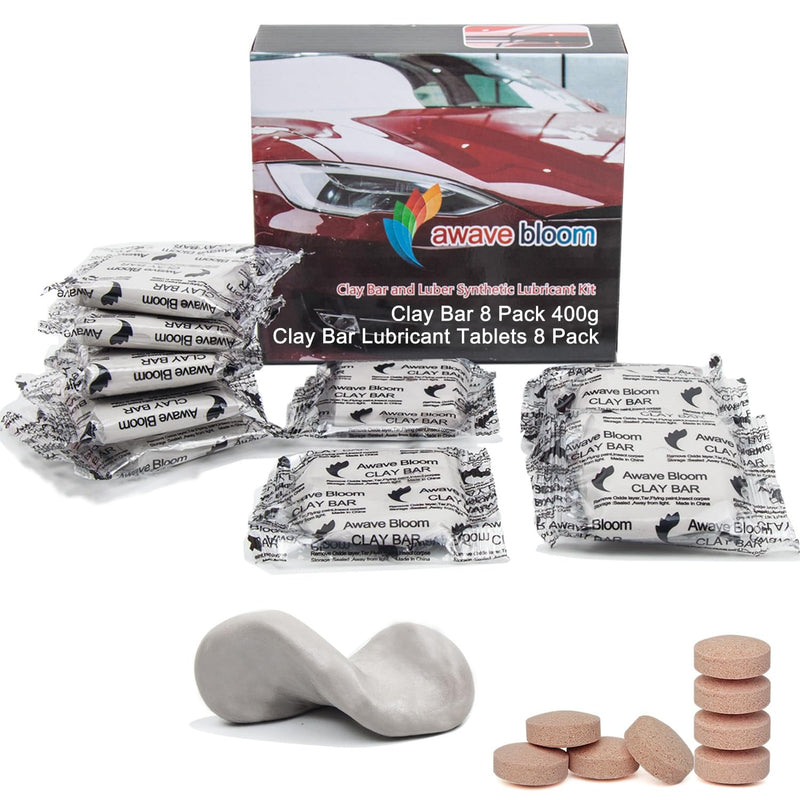 8 Pack Car Clay Bars Auto Detailing 400g and Clay bar Lubricant Tablets 8 Pack (1pcs=16 oz) Clay bar kit for Car Detailing (50g/1 Pack) (Grey) 8 Bar+Lubricant Tablets 8 Pack(Grey)