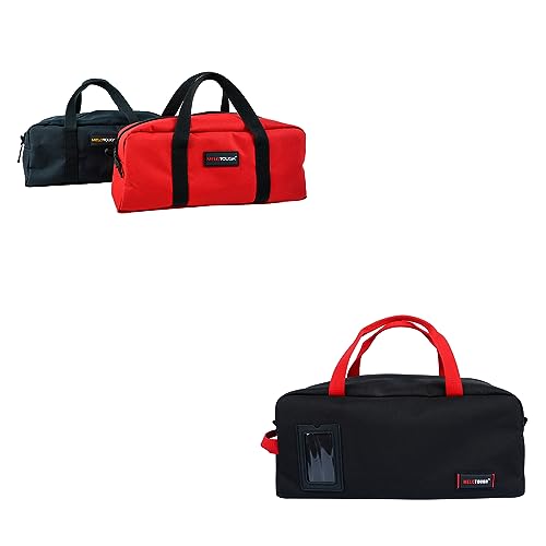 MELOTOUGH Utility Rudded Tool Bag Small Canvas Tool Bag with Zipper Combo Kit-Includes 2 Medium Tool Organizer Bags +16 Inch Tool Bag Canvas Tool Tote Bags with Zipper for Electrician,Plumbing,HVAC