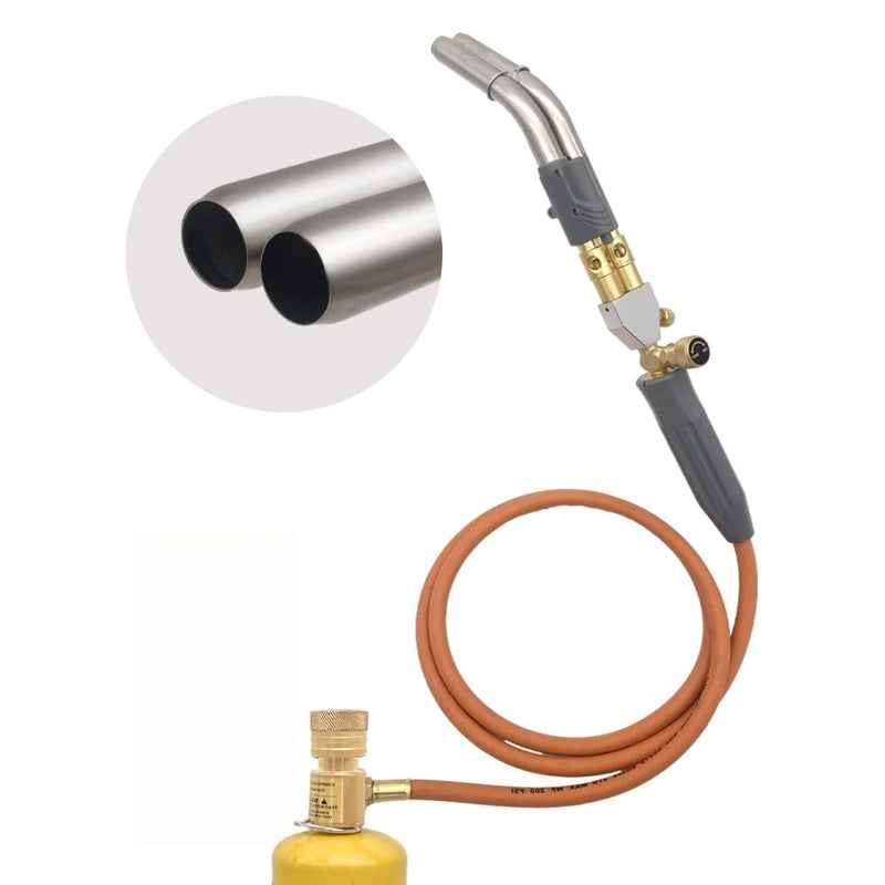 Double Heads Mapp Gas Torch Turbo with 5ft long Hose WT-10, Map Torch Turbo Tips Mapp Gas Propane Head Handheld