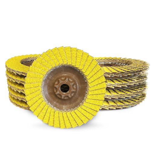 CS Unitec PLANTEX SunFire Ceramic Trimmable Flap Disc, Eco-Friendly 80 Grit Grinding Wheel, 4.5" Dia., 5/8" x 11 Hub, Made in Germany, 10 Pack Abrasive Wheels 4.5" 80 Grit, 5/8"x11 Hub
