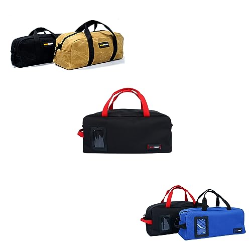 MELOTOUGH Waxed Canvas Utility Tool Tote bag Combo Kit-Includes 2 Medium Tool Organizer Bags + 16 Inch and 14 Inch Tool Bag Canvas Tool Tote Bags with Zipper