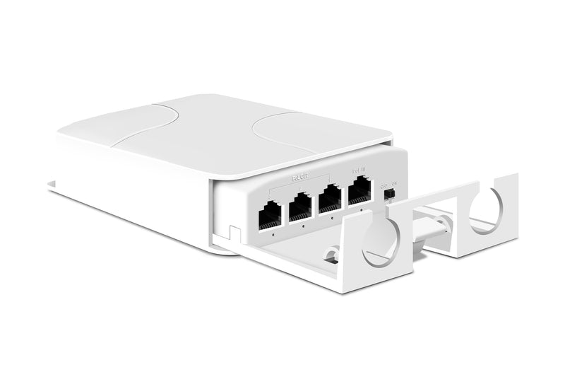 Outdoor PoE Extender, 1 in 3 Out PoE+ Extender with 100Mbps, Up to 30W, IEEE802.3af/at Compatible, IP66 Waterproof, Extend Additional 100/250m(330/820ft), Plug & Play, Outdoor PoE Repeater 100M