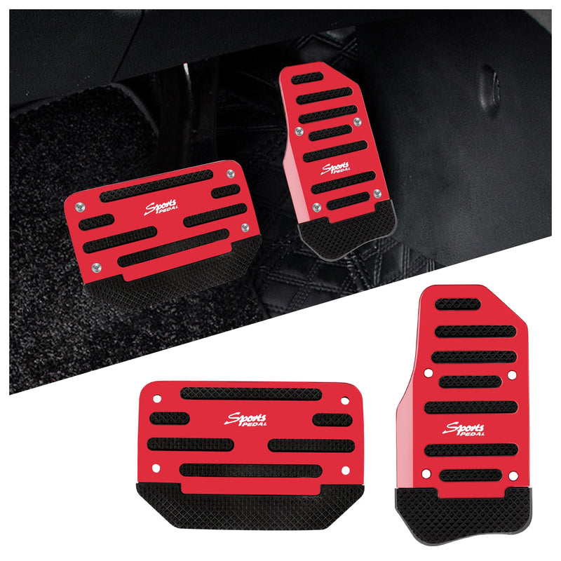 2PCS Car Pedal Covers - Premium Aluminum Alloy Non-Slip Gas and Brake Pedals Covers for Safe Driving - Universal Car Accessories Fits Car Truck SUV Van with Automatic Transmission (Red) Red