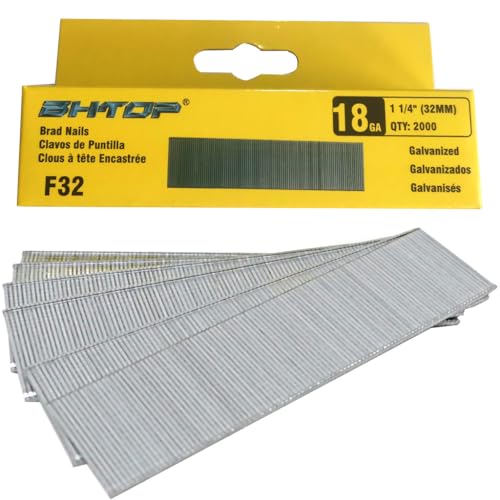 F32 1 1/4" 18 Guage Galvanized brad Nails (2000-Pack) 2000 Pack