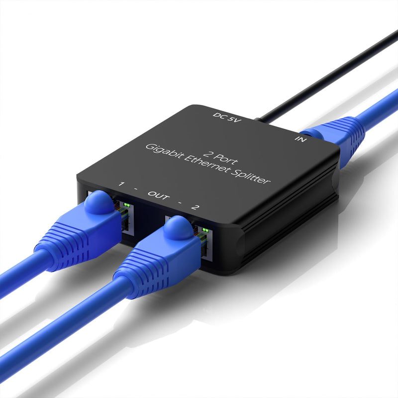 RJ45 Ethernet Splitter RJ45 Splitter High Speed 1000Mbps Network 1 In 2 Out (2 Devices Networked Simultaneously) RJ45 Ethernet Coupler Splitter for Cat5/Cat5e/Cat6/Cat6a/Cat7/Cat8 Internet Cable RJ45 1 to 2 1000Mbps Black