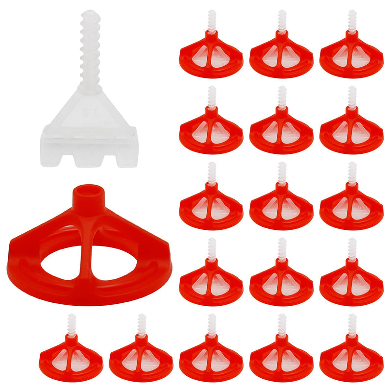 Tile Leveling Kit Tile Leveling System Clips Tile Anti-Loosening and Spacing System Kit (1/16"-300pcs White Base Tile Spacers + 100pcs Red Cap) 1/16"-300pcs White Base + 100pcs Red Cap