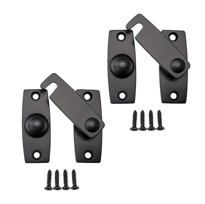 QCAA 2.5" x 2.65", Large, Heavy Forged Solid Brass Door Latch, 180 Degrees Flat Surface Mounting Door Latch Buckle for Doors & Windows, Matte Black, 2Pack, Made in Taiwan 2 Pack Matte Black(2 Pack)
