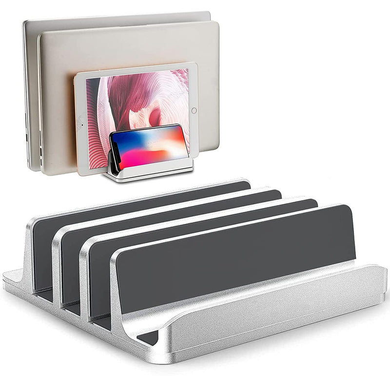 Vertical Laptop Stand Holder - 3 Slot Adjustable Dock, Space-Saving Laptop Holder for Computer, Tablet, Phone