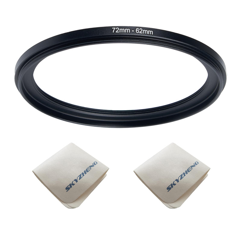 72mm lens to 62mm Camera Lens Adapter 72mm to 62mm Step Down Ring Adapter Ring for all brands of UV ND CPL, with premium lens wiping cloth 2 pack (72mm-62mm) 72mm-62mm