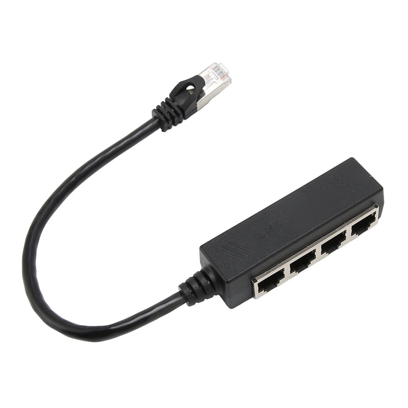 Emoshayoga Ethernet Splitter 1 to 4 , RJ45 Splitter Adapter Black 8 Pins 4xRJ45 Net Port Expand Access for Laptop