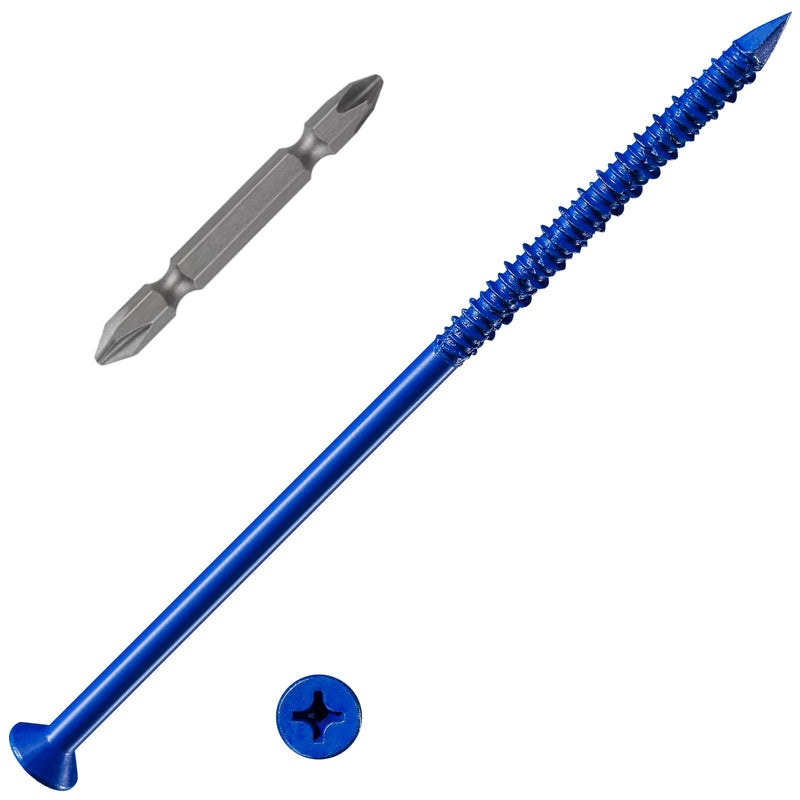 Wensilon (30 PCS) 1/4''x6 Concrete Screw Anchor Blue Flat Head for Anchoring to Masonry, Block or Brick Stucco 1/4"x6" 30
